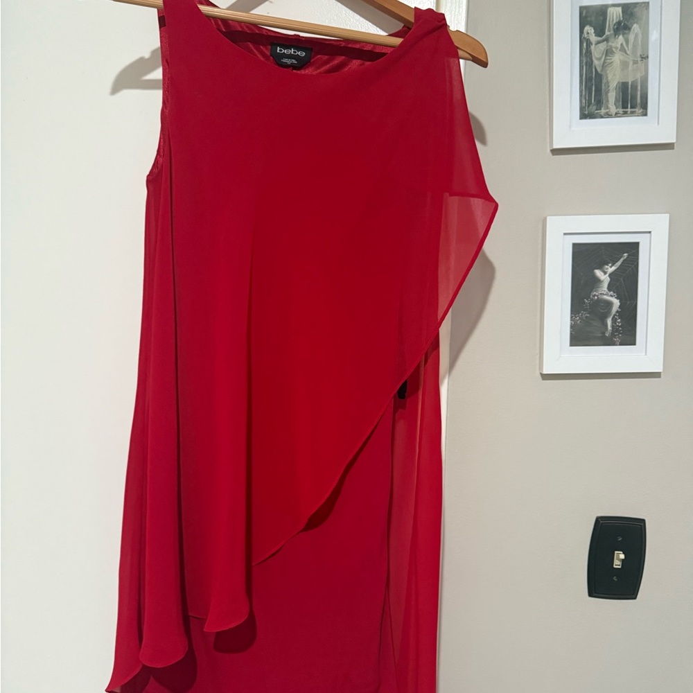 Bebe Red Asymmetrical Sheath Dress for Cocktail